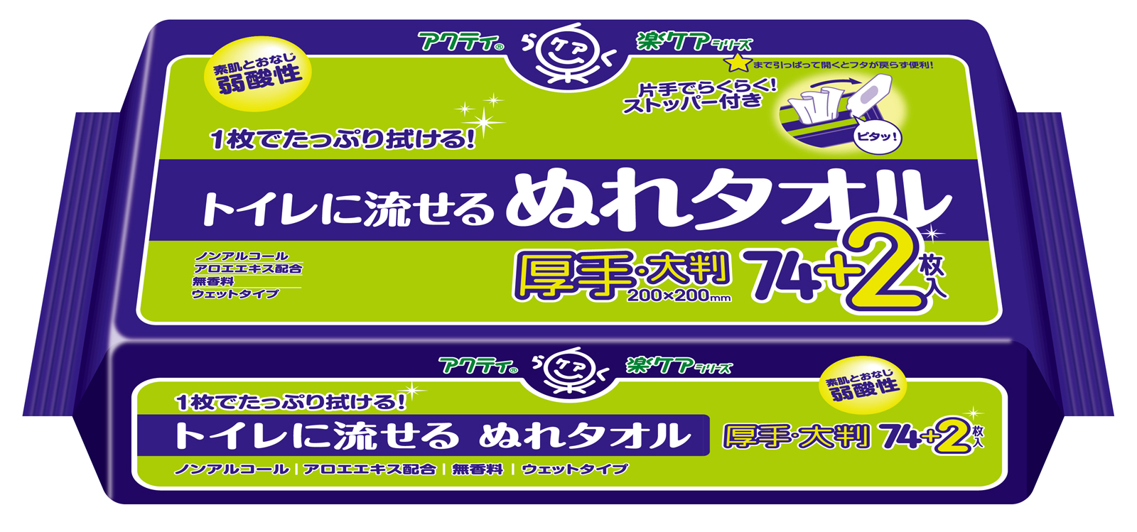 ｱｸﾃｨ トイレに流せる ぬれタオル 76枚×12箱