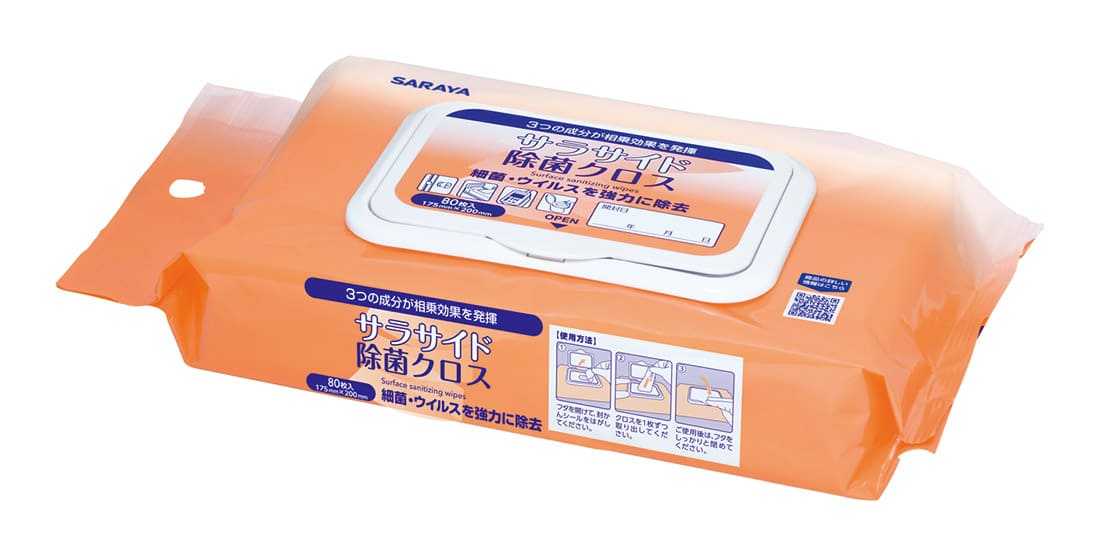 【サラヤ】サラサイド除菌クロス　80枚ピロー型×30個