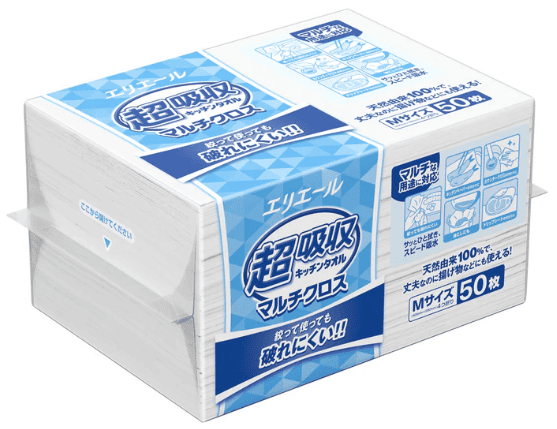 【大王製紙】ｴﾘｴｰﾙ　厨房用ｷｯﾁﾝﾀｵﾙ ﾏﾙﾁｸﾛｽ　Mｻｲｽﾞ 50枚×18個