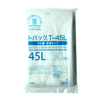 オザックス　厚め　ゴミ袋　トパック　Ｔ－４５Ｌ　00442623　ケース（30枚×20冊）　厚さ0.025mm